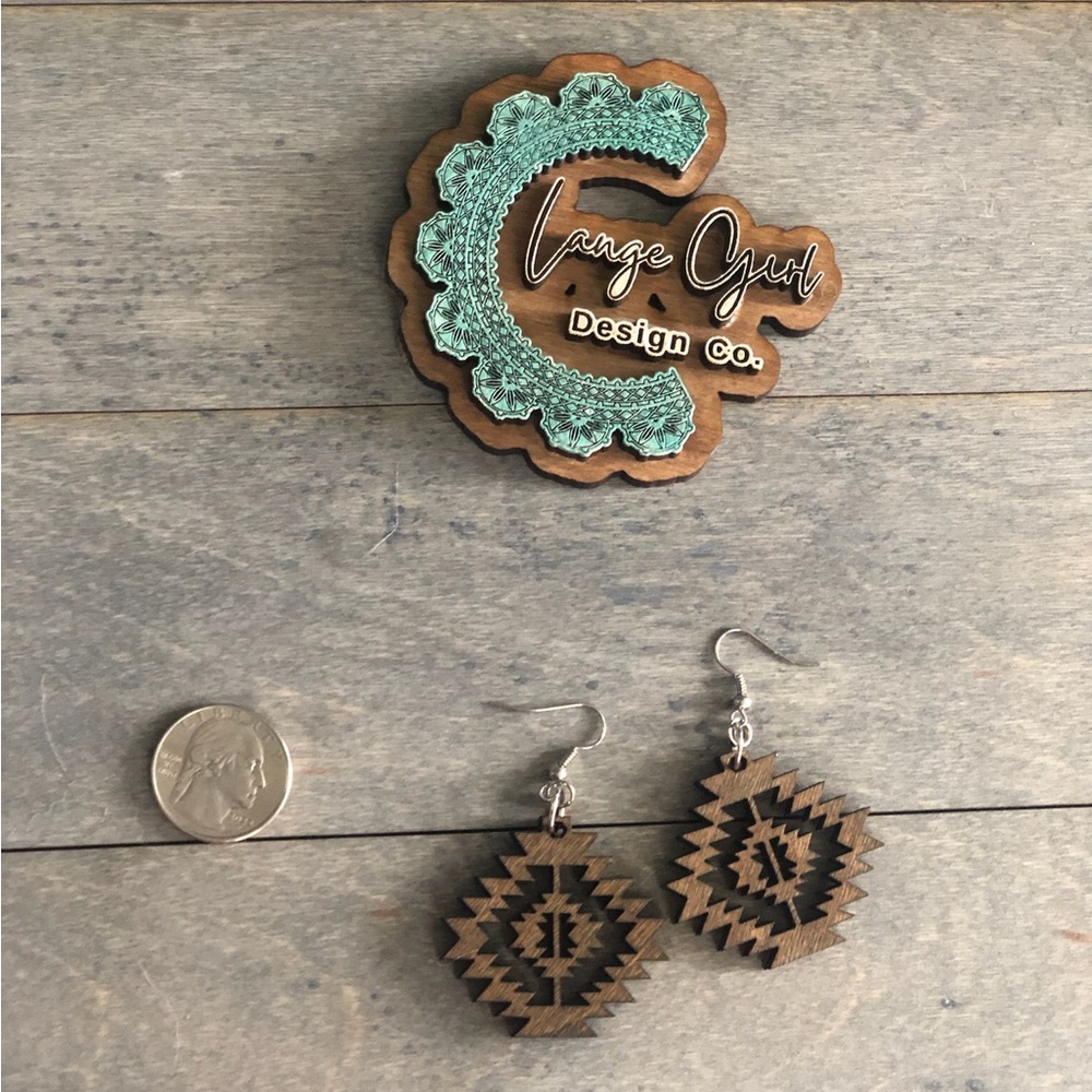 Southwest style Aztec print cutout tribal earrings